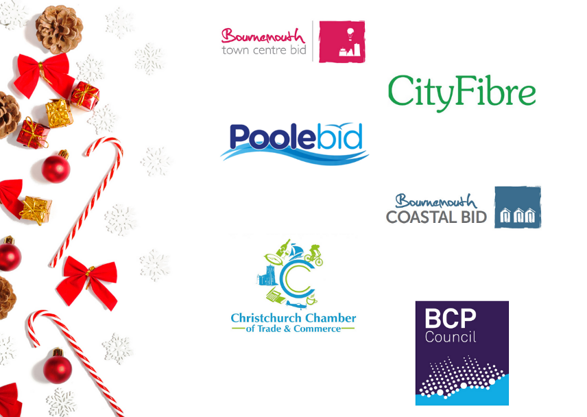 The sponsors who have supported Christmas in Bournemouth 2020. Bournemouth Town Centre BID, Coastal BID, Poole BID, Christchurch Chamber of Trade and Commerce and CityFibre.